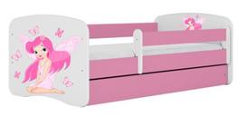 Vaikiška lova Kocot Kids Babydreams Fairy, rožinė sp., 80 x 180 cm, su patalynės dėže, be čiužinio
