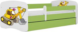 Vaikiška lova Kocot Kids Babydreams Digger, žalia sp., 80 x 180 cm, su patalynės dėže, su čiužiniu