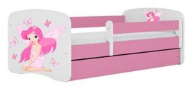 Vaikiška lova Kocot Kids Babydreams Fairy With Butterflies, rožinė sp., 70 x 140 cm, be patalynės dėžės, su čiužiniu