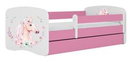 Vaikiška lova Kocot Kids Babydreams Horse, balta sp./rožinė sp., 70 x 140 cm, be patalynės dėžės, su čiužiniu