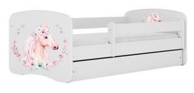 Vaikiška lova Kocot Kids Babydreams Horse, balta sp., 80 x 180 cm, su patalynės dėže, su čiužiniu