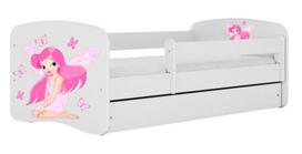 Vaikiška lova Kocot Kids Babydreams Fairy With Butterflies, balta sp., 80 x 160 cm, su patalynės dėže, su čiužiniu