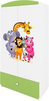 Vaikiška spinta Kocot Kids Babydreams Zoo, balta sp./žalia sp., 90 cm x 52 cm x 175.5 cm