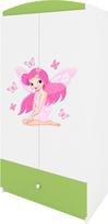 Vaikiška spinta Kocot Kids Babydreams Fairy With Butterflies, balta sp./žalia sp., 90 cm x 52 cm x 175.5 cm