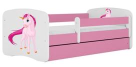 Vaikiška lova Kocot Kids Babydreams Unicorn, rožinė sp., 80 x 180 cm, be patalynės dėžės, su čiužiniu