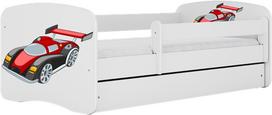 Vaikiška lova Kocot Kids Babydreams Racing Car, balta sp., 80 x 180 cm, be patalynės dėžės, su čiužiniu