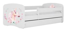 Vaikiška lova Kocot Kids Babydreams Horse, balta sp., 80 x 160 cm, su patalynės dėže, su čiužiniu
