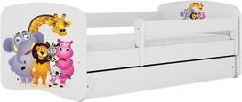 Vaikiška lova Kocot Kids Babydreams Zoo, balta sp., 70 x 140 cm, be patalynės dėžės, su čiužiniu
