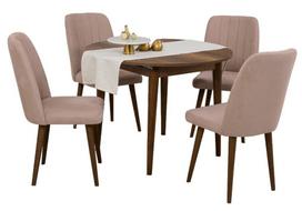Valgomojo komplektas Kalune Design Vina 0900, rožinė sp./ruda sp./riešuto sp.