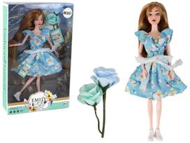 Lėlė su priedais Lean Toys Emily su mėlyna suknele ir gėlėm, 30 cm, Mėlyna