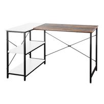 Kampinis rašomasis stalas Home4you Hedvig, 120 cm x 80 cm, 76 cm, ruda sp./juoda sp.