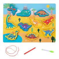 Magnetinė dėlionė, dinozauras Lean Toys, 1 cm, įvairių spalvų, 10 vnt.
