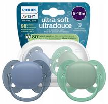 Čiulptukų rinkinys Philips Avent Ultra Soft, 6+ mėn., mėlyna sp./žalia sp.