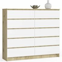 Komoda Akord K140, balta sp./artisan oak, 121 cm x 138 cm x 40 cm