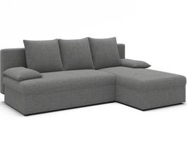 Kampinė sofa - lova Gino Royal 04, pilka sp., dešininė, 146 x 206 cm x 90 cm