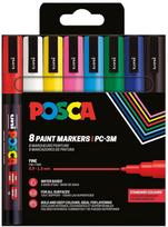 Universalių žymeklių rinkinys Posca PC-3M, vienpusiai, įvairių spalvų, 8 vnt.