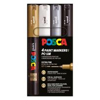Universalių žymeklių rinkinys Posca PC-1M, vienpusiai, įvairių spalvų, 4 vnt.