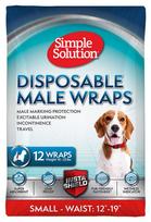 Sauskelnės šunims Simple Solution Disposable Male Wraps, S, 12 vnt. balta sp.
