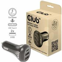 Automobilinis įkroviklis Club 3D CAC-1921, USB Type C/2 x USB Type A, 6.68 cm, juoda sp., 36 W
