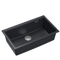 Virtuvinė plautuvė Quadron Logan 110, granitas, 76 cm x 45 cm x 23.5 cm, juoda sp./nerūdijančiojo plieno sp./pilka sp.