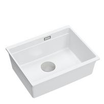 Virtuvinė plautuvė Quadron Logan 100, granitas, 59 cm x 45 cm x 21.5 cm, balta sp./nerūdijančiojo plieno sp.