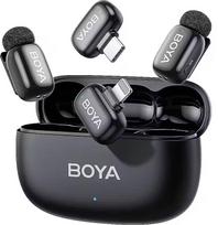 Belaidis mikrofonas Boya Mini 2-01 Lightning+USB-C, matinė juoda sp.