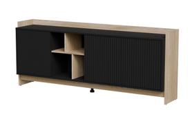 Komoda Cama Porto, ąžuolo sp./juoda sp., 77 cm x 190 cm x 38 cm