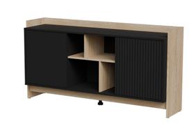 Komoda Cama Porto, ąžuolo sp./juoda sp., 77 cm x 150 cm x 38 cm