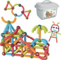 Magnetinis konstruktorius Woopie Sticks, 128 vnt., įvairių spalvų