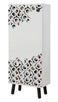 Batų spintelė Kalune Design Vegas SB 958, balta sp./juoda sp., 38 cm x 50 cm x 135 cm