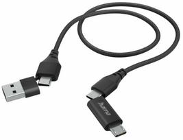Laidas Hama 00201537, USB Type C/USB Type A/MicroUSB male, juoda sp.