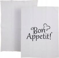 Virtuvinių rankšluosčių rinkinys Home Styling Collection Bon Appetit!, balta sp., 70 cm x 45 cm, 2 vnt.