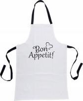 Prijuostė Home Styling Collection Bon Appetit!, 84 cm x 60 cm, balta sp./juoda sp.