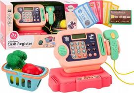 Parduotuvės žaislai, kasos aparatas ir prekių vežimėlis Lean Toys Calculator, rožinė sp.