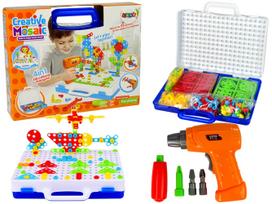 Konstruktoriaus rinkinys su atsuktuvu Lean Toys 4in1 Creative Mosaic, 237 vnt., įvairių spalvų