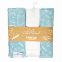 Vystyklas BabyMatex Muslin Design Dinosaur, 80 cm x 70 cm, 3 vnt.