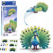 3D dėlionė Peacock ZA5718, 9.5 cm x 4 cm, 18 vnt., mėlyna sp./žalia sp.