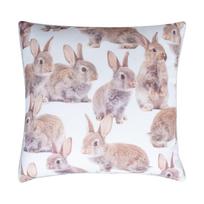 Dekoratyvinė pagalvėlė Home4you Holly Rabbits, balta sp./smėlio sp., 45 cm x 45 cm