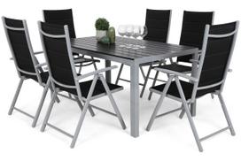 Lauko baldų komplektas Home & Garden Ibiza, juoda sp./sidabro sp., 6 vietų