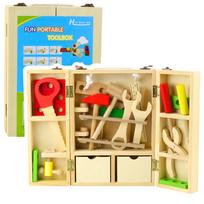 Žaislinis meistro įrankių rinkinys, įrankių dėžė su įrankiais Lean Toys Fun Portable, ruda sp.