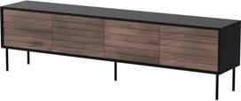 Televizoriaus spintelė Cama Meble Cortina, juoda sp./riešuto sp., 40 cm x 200 cm x 55 cm