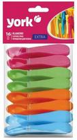 Skalbinių segtukas York Extra, 7 cm, plastikas, 16 vnt., įvairių spalvų