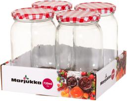 Stiklainis Marjukka 636897, 90 mm, 0.72 l, skaidri sp./balta sp./raudona sp., 4 vnt.