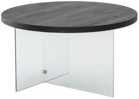 Kavos staliukas Kalune Design Serenity, antracito sp./skaidri sp., 70 cm x 70 cm x 40 cm