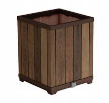 Gėlių vazonas Keter Deco Square Tall, plastikinis, 45.5 cm x 45.5 cm, riešuto sp.