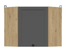 Kampinė pakabinama virtuvės spintelė Junona Line, ąžuolo sp./pilka sp., 60 cm x 60 cm x 27.3 cm