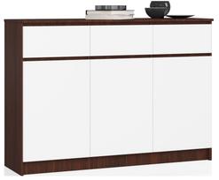 Komoda Akord Furniture Factory K140 3D 3SZ CLP PK, balta sp./wenge, 99 cm x 138 cm x 40 cm