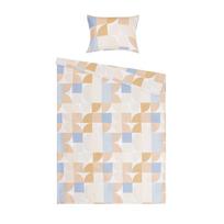 Patalynės užvalkalų komplektas Domoletti Geometric, balta sp./žydra sp./rusva sp., 50 x 70 cm, 140 x 200 cm, 2 d.