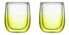 Dvigubo stiklo stiklinių rinkinys Ambition Ombre, skaidri sp./žalia sp., 0.35 l