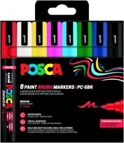 Universalių žymeklių rinkinys Posca Brush, vienpusiai, įvairių spalvų, 8 vnt.
